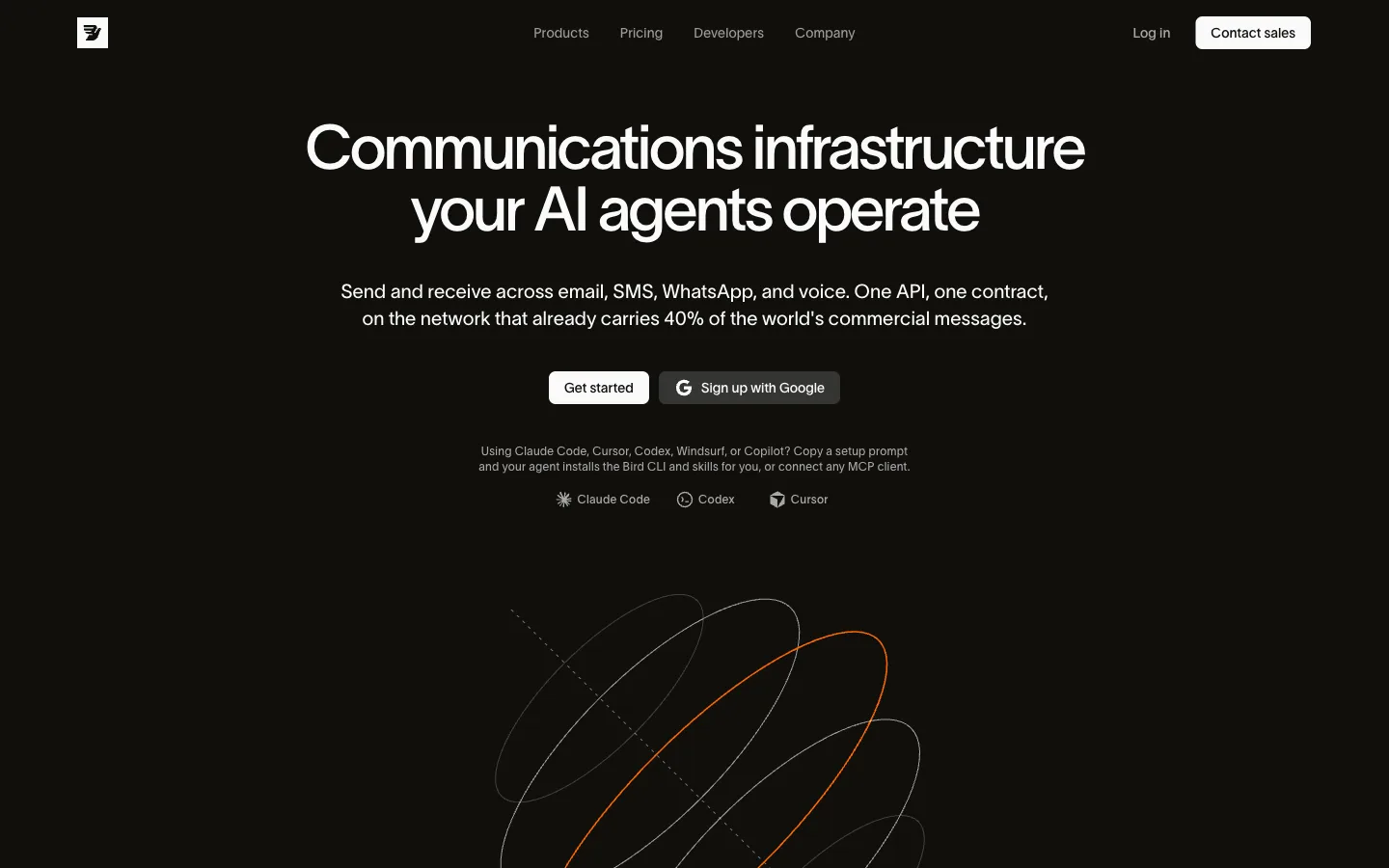 Bird website: homepage hero section