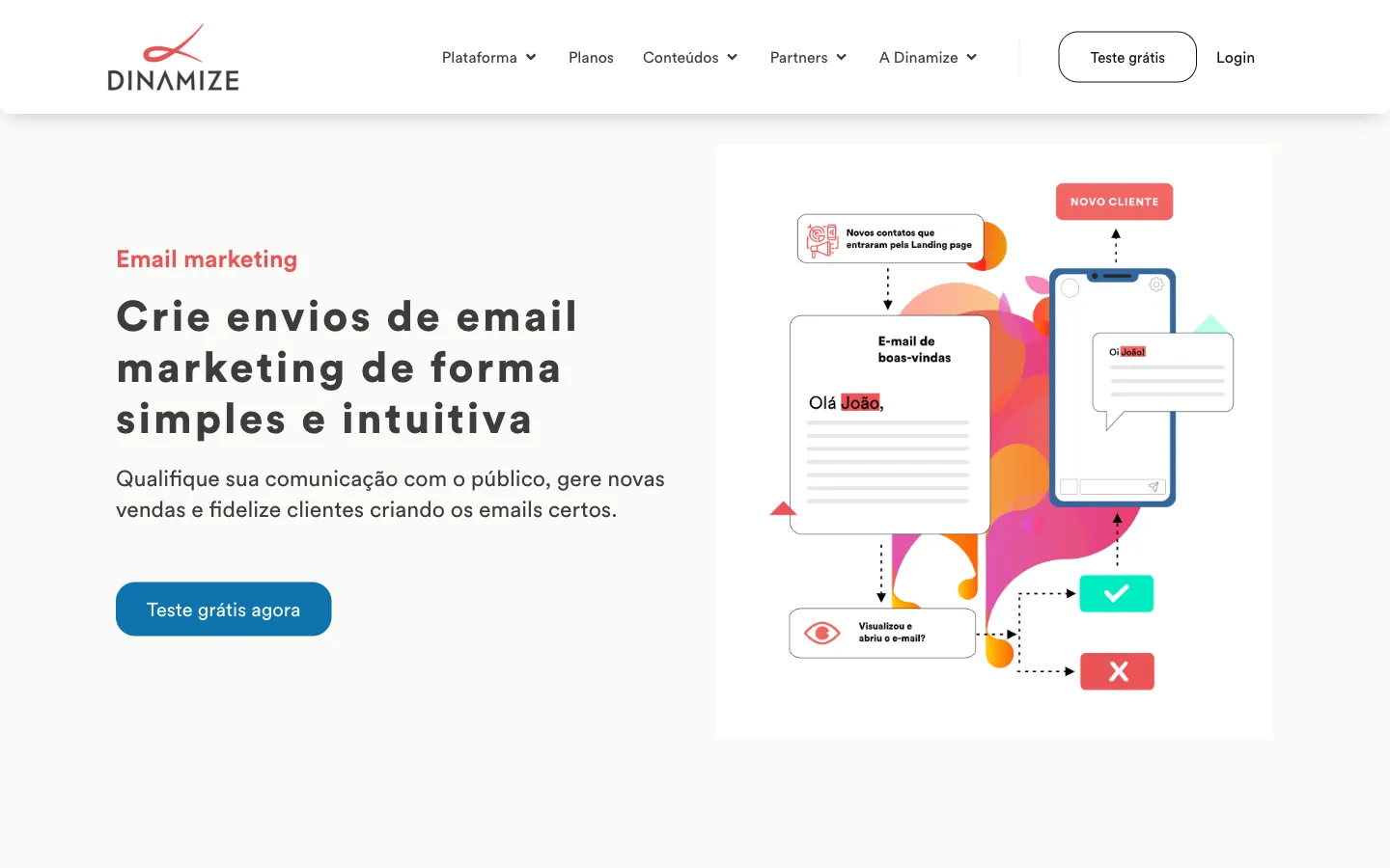 Dinamize website: email marketing product page