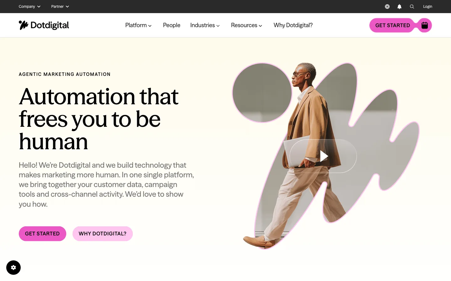 Dotdigital website: homepage hero section