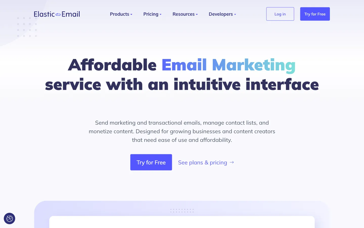 Elastic Email website: email marketing features page