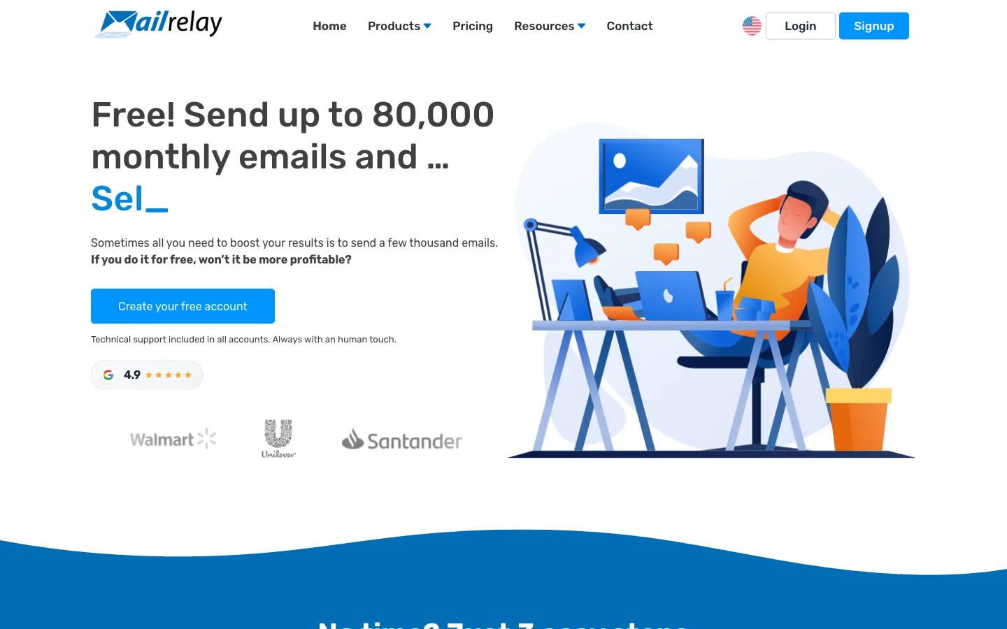 Mailrelay website: homepage hero section